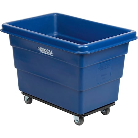 Global Industrial 6 Bushel HDPE Plastic Box Truck with Steel Base, Blue, 33-2/5L x 23W x 24-1/2H 800310